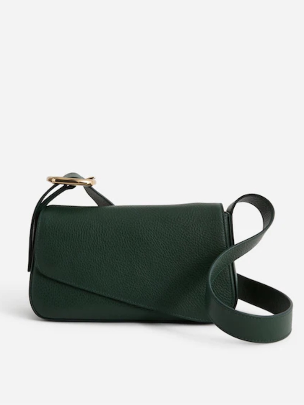 Madewell Sculptural Buckle Crossbody Bag in Summit Green Leather